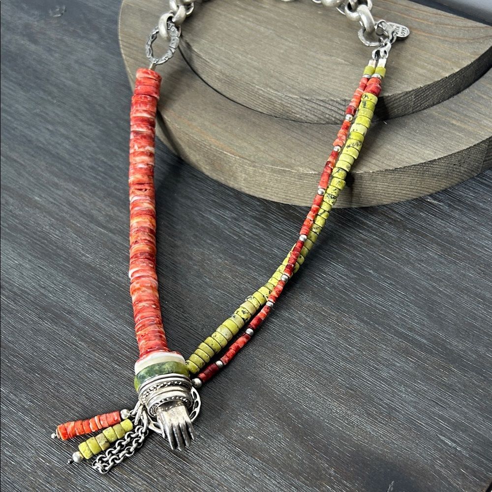 Artisan Coral Spiny Oyster 925 Silver Necklace